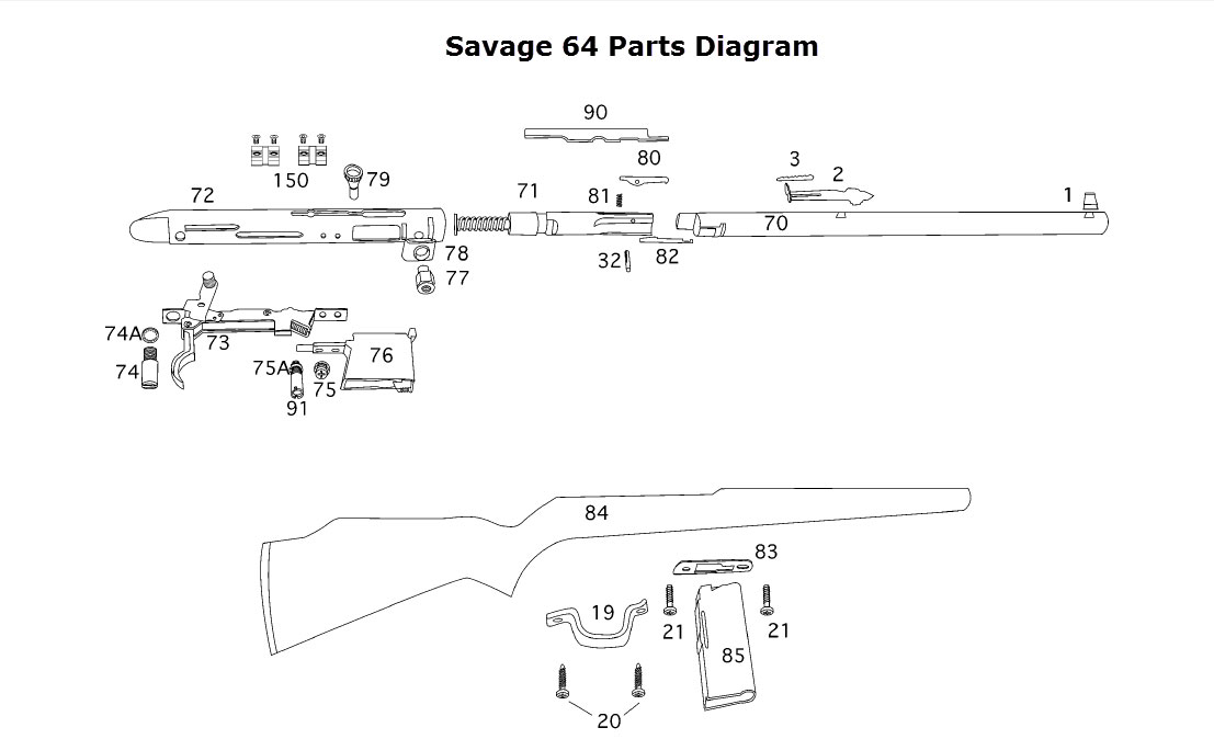 Savage Model 64 Exploded View